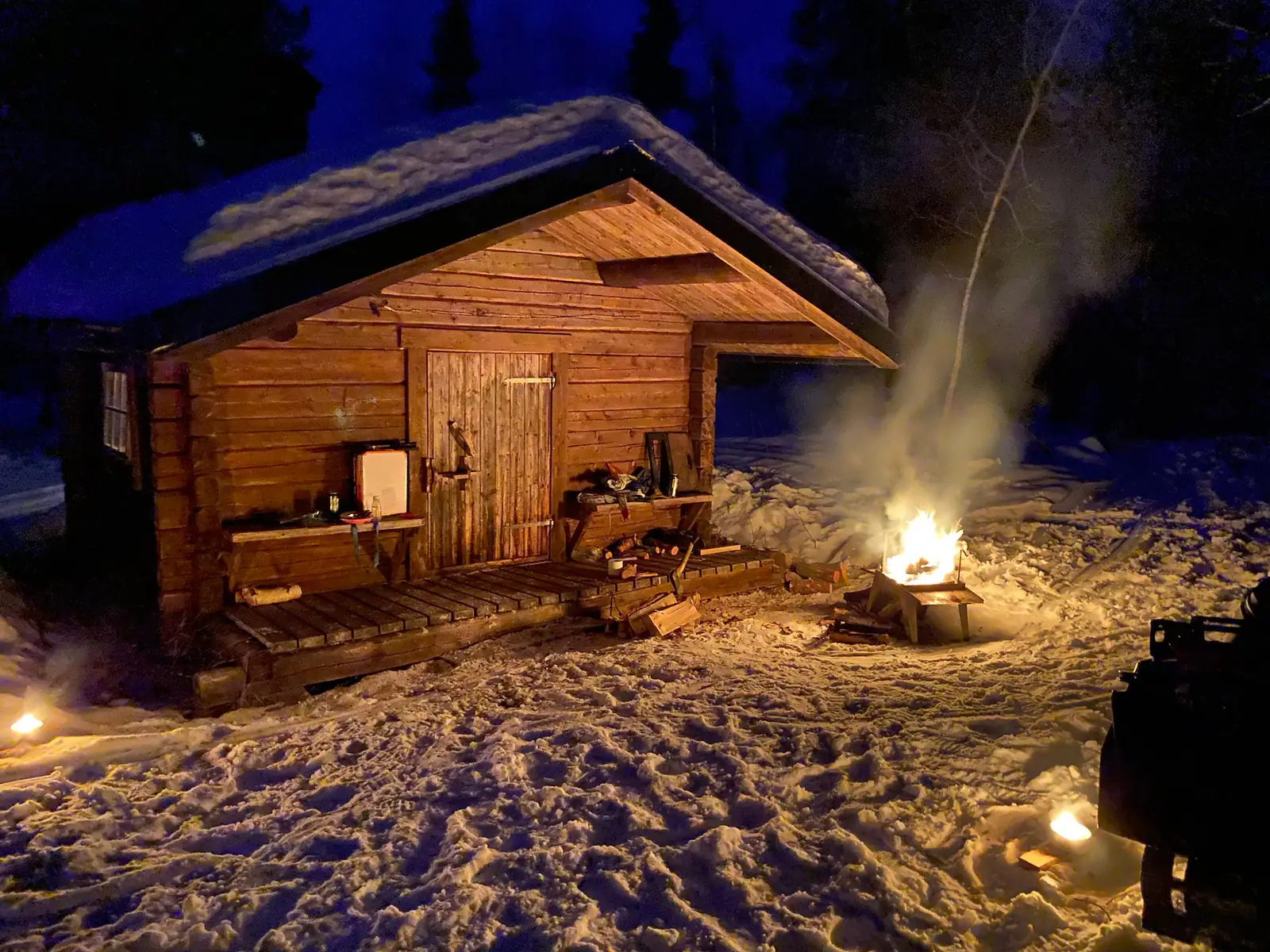 Winter sunrise over the cabin